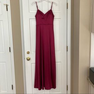 Simple Burgundy Slit Prom Dress